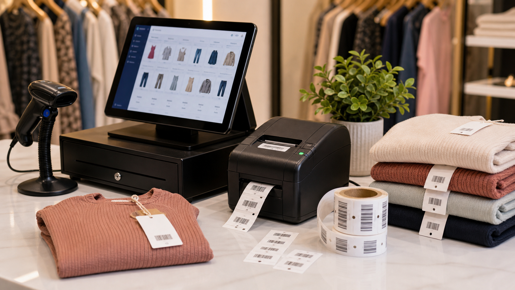 Etiquetas y códigos de barras para prendas de boutique